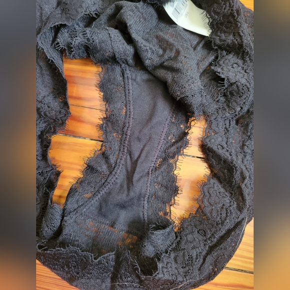 NWT Aerie Eyelash Floral Lace Black Bikini Panty Panties LG - Picture 7 of 7